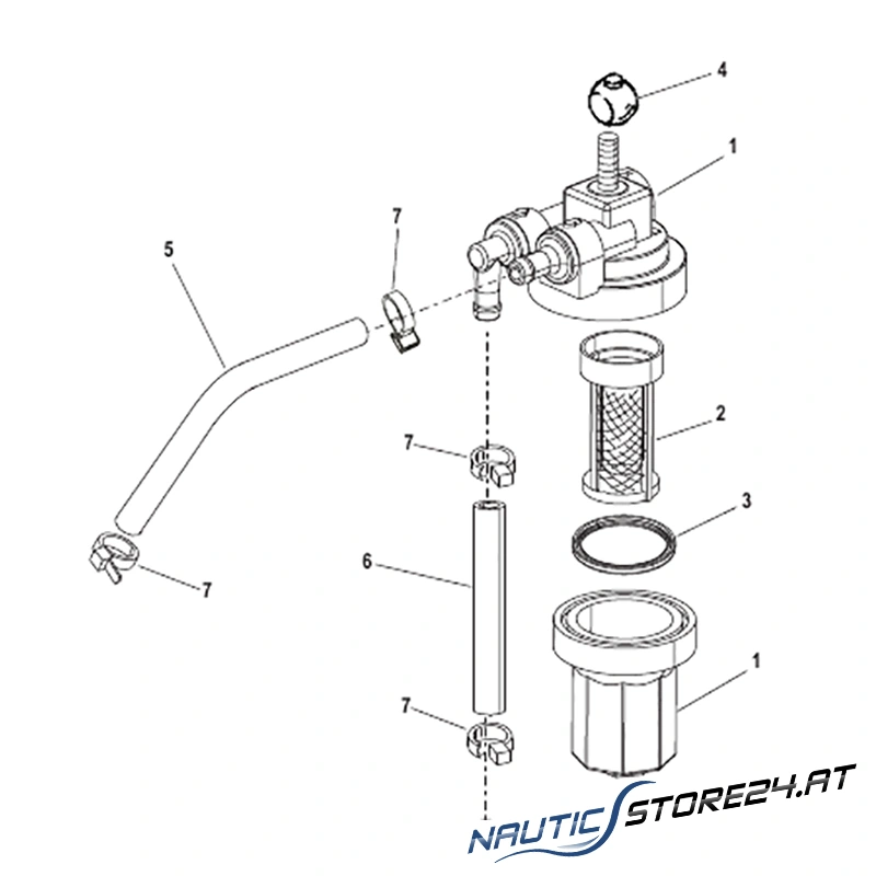 Mercury/Quicksilver Kraftstofffilter Kit Mercury und Mariner 6 bis 25 PS Zweitakt (35-889527A07)